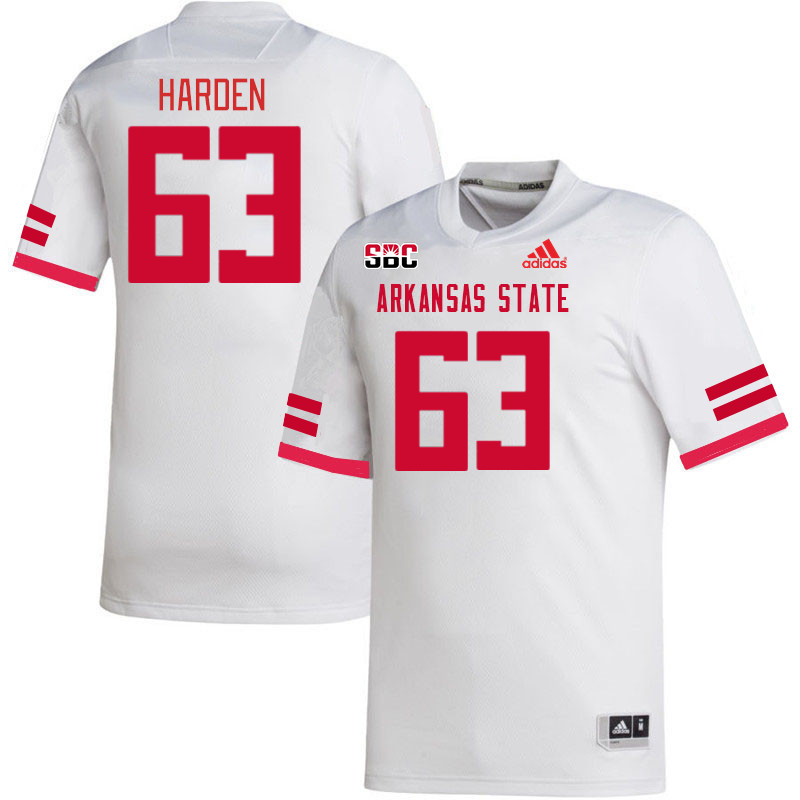 Men-Youth #63 Darrell Harden Arkansas State Red Wolves College Football Jerseys Stitched-White